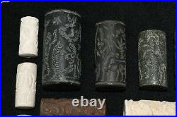 82 Ancient Mesopotamian Sumerian Sasanian Mix Stone Cylinder Seal Beads Lot Sale