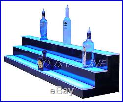 96 LIGHTED BAR SHELF, 3 Steps, LED Liquor Bottle Glorifier, Back Bar Shelving