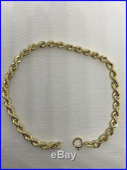 9CT 375 Yellow Gold 4MM Rope LINK CHAIN BRACELET 7.5 BRAND NEW GIFT