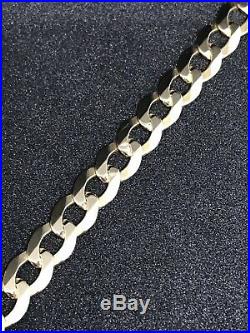 9CT 375 Yellow Gold 6MM MENS FLAT Open Curb LINK CHAIN BRACELET 8.5 GIFT