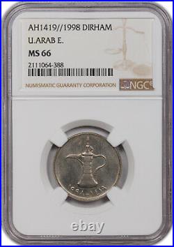 Ah1419 // 1998 1 Dirham United Arab Emirates Ngc Ms 66 Only 1 Graded Higher