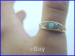 Antique 18ct gold natural black opal & diamond Edwardian styled ring size Q 3.4g