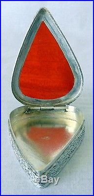 Antique 900 Silver & Glass Persian Chased Hinged Trinket/jewelry/pill Box Arabic