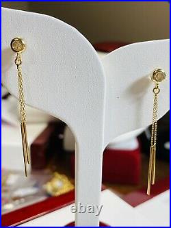 Beautiful 18K 750 Fine Yellow Gold 18 Womens Dangle Set Earring 2.4g 2 Long