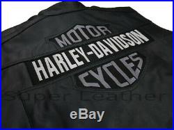 Biker HD Real Leather Vest With Harley Davidson Patches