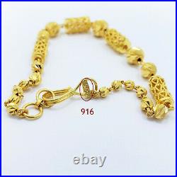 Bracelet GENUINE 22K Solid Yellow Gold 7.25 Women Teen Hallmark 916 Handcrafted