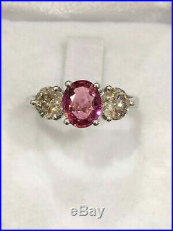 CERTIFIED 100% Natural 1.33 Ct Padparadscha Sapphire Ring 18K Gold and Diamonds