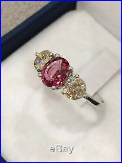 CERTIFIED 100% Natural 1.33 Ct Padparadscha Sapphire Ring 18K Gold and Diamonds