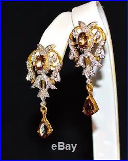 Certified 15cts Vs G Diamond Color Change Garnet 18k Gold Necklace Earrings Set