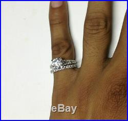 Certified 3.0 Ct White Diamond Engagement Wedding Solid 14k White Gold Ring Set
