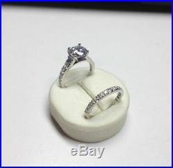 Certified 3.0 Ct White Diamond Engagement Wedding Solid 14k White Gold Ring Set