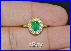 Certified Natural 1.63Cts VS F Diamond Emerald 18K Solid Gold Wedding Halo Ring