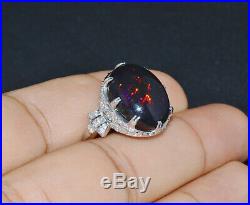 Certified Natural 11.3Cts VS F Diamond Black Opal 18K Solid Gold Cocktail Ring