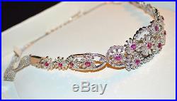 Certified Natural 11.4Cts Diamond Ruby 18K Solid Gold 2 IN 1 Necklace Bracelet