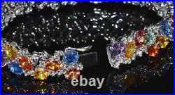 Certified Natural 32CTS VS F Diamond Multicolor Sapphire 18K Solid Gold Bracelet