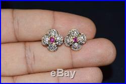 Certified Natural 6.5CTS VS F Diamond Ruby 18K Solid Gold Necklace Earrings Set