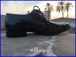 Classic Black Crocodile Style Handmade Men Italian Leather Dress Shoes