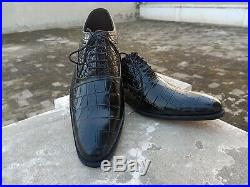 Classic Black Crocodile Style Handmade Men Italian Leather Dress Shoes