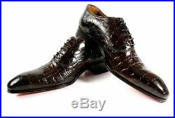 Classic Brown Crocodile Embossed Handmade Men Italian Leather Dress/Oxford Shoes