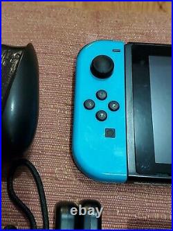 Complete Working Nintendo Switch Neon Blue & Red Joy-Controller Dock Cords Case