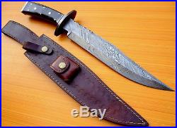 Custom Damascus Steel Hunting Bowie Knife / Sword / Dagger / Bull Horn Handle