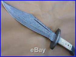 Custom Damascus Steel Hunting Bowie Knife / Sword / Dagger / Camel Bone Handle