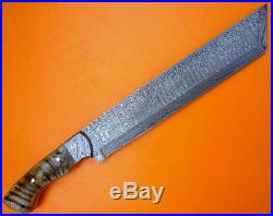 Custom Damascus Steel Hunting Knife Bush Craft Knife Huge Tanto, Bowie, Sword