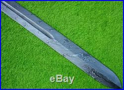 Custom Damascus Steel Knife / Hunting Viking Sword Blank Blade Dagger