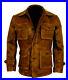 Distressed Brown Coat 3/4 Vintage Genuine Sheepskin Leather Jacket For Men’s
