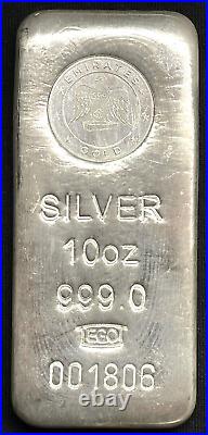 Emirates Gold United Arab Emirates Dubai Silver 10 Troy Oz. 999 Fine Bar