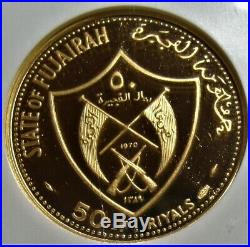 Fujairah Gold Munich Olympics 50 Riyals AH 1389 (1970) PR69 Ultra Cameo NGC