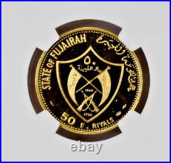Fujairah UAE 1969 Gold 50 Riyals Munich Olympics Mohammed NGC PF69 Top Pop