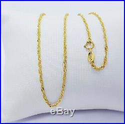 GENUINE 22K Solid Gold Chain Necklace 18 Singapore Twist Curb Thin Hallmark 916
