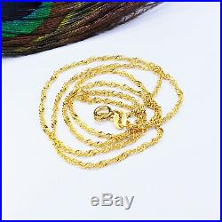GENUINE 22K Solid Gold Chain Necklace 18 Singapore Twist Curb Thin Hallmark 916