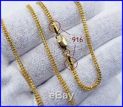 GENUINE 22K Solid Gold Chain Necklace 20 Hollow Beaded Hallmarked 916 GOLDSHINE