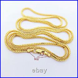 GENUINE 22K Solid Gold Chain Necklace Franco 24 Lobster Claw Clasp Hallmark 916