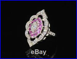 GIA Certified Natural 2.2CTS VS F Diamond Ruby 750 18K Solid Gold Marquise Ring
