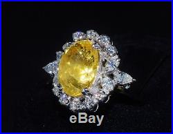 GIA Natural 11CTS VS F Diamond No Heat Vivid Yellow Sapphire 18K Solid Gold Ring