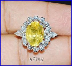 GIA Natural 11CTS VS F Diamond No Heat Vivid Yellow Sapphire 18K Solid Gold Ring