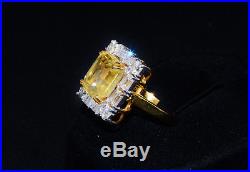 GIA Natural 14.3CTS VS F Diamond Unheated Yellow Sapphire 18K Solid Gold Ring