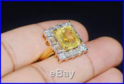 GIA Natural 14.3CTS VS F Diamond Unheated Yellow Sapphire 18K Solid Gold Ring
