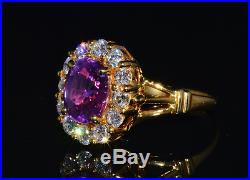 GIA Natural 4.9CTS VS F Diamond No Heat Ruby Ceylon Sapphire 18K Solid Gold Ring