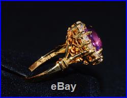 GIA Natural 4.9CTS VS F Diamond No Heat Ruby Ceylon Sapphire 18K Solid Gold Ring