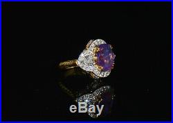 GIA Natural 5.8CTS VS F Diamond No Heat Sapphire 18K Gold Cocktail Dinner Ring