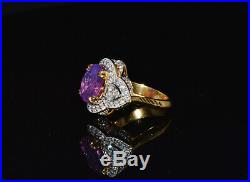 GIA Natural 5.8CTS VS F Diamond No Heat Sapphire 18K Gold Cocktail Dinner Ring