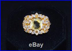GIA Natural 8.4CTS Diamond Unheated Sapphire 18K Solid Gold Bombay Dome Ring