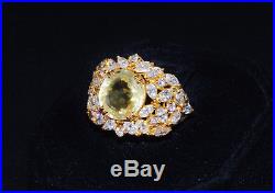 GIA Natural 8.4CTS Diamond Unheated Sapphire 18K Solid Gold Bombay Dome Ring