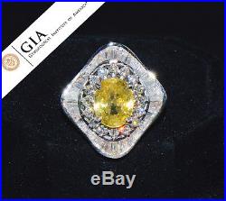 GIA Natural 9CTS VS F Diamond Ceylon Sapphire 18K Solid Gold Cocktail Dome Ring