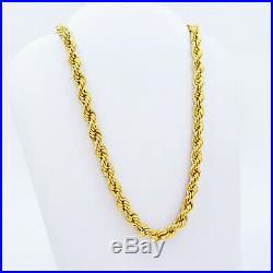 GOLDSHINE 22K Gold Rope Chain Necklace 20.25 Hallmarked 916 Lobster Clasp 4.4mm