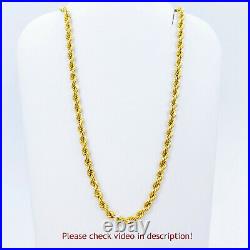 GOLDSHINE 22K Gold Rope Chain Necklace 22.25 Hallmarked 916 Lobster Clasp 3.8mm